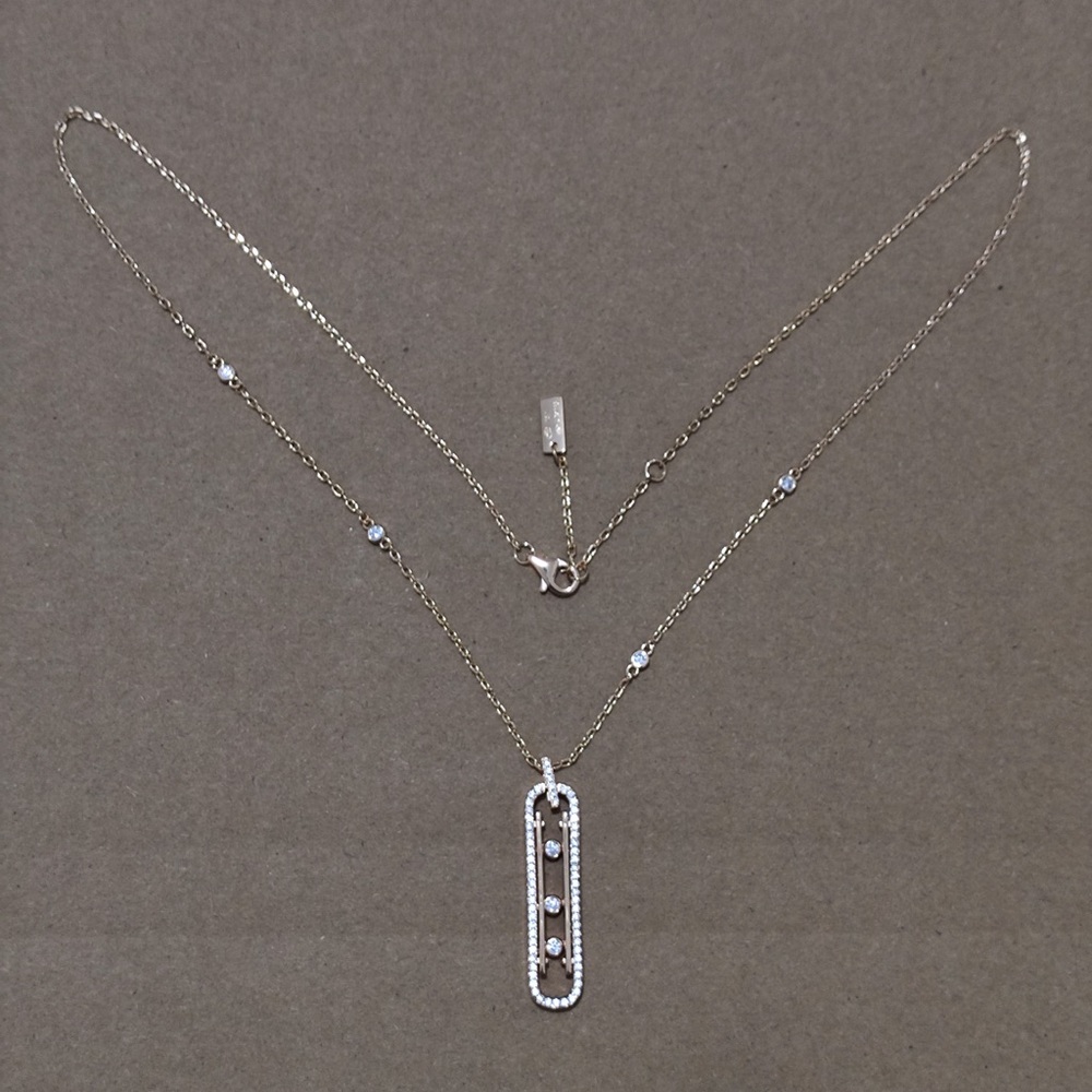 Messika Rose Gold Paperclip Pendant with Pavé Diamonds - Picture 7 of 8